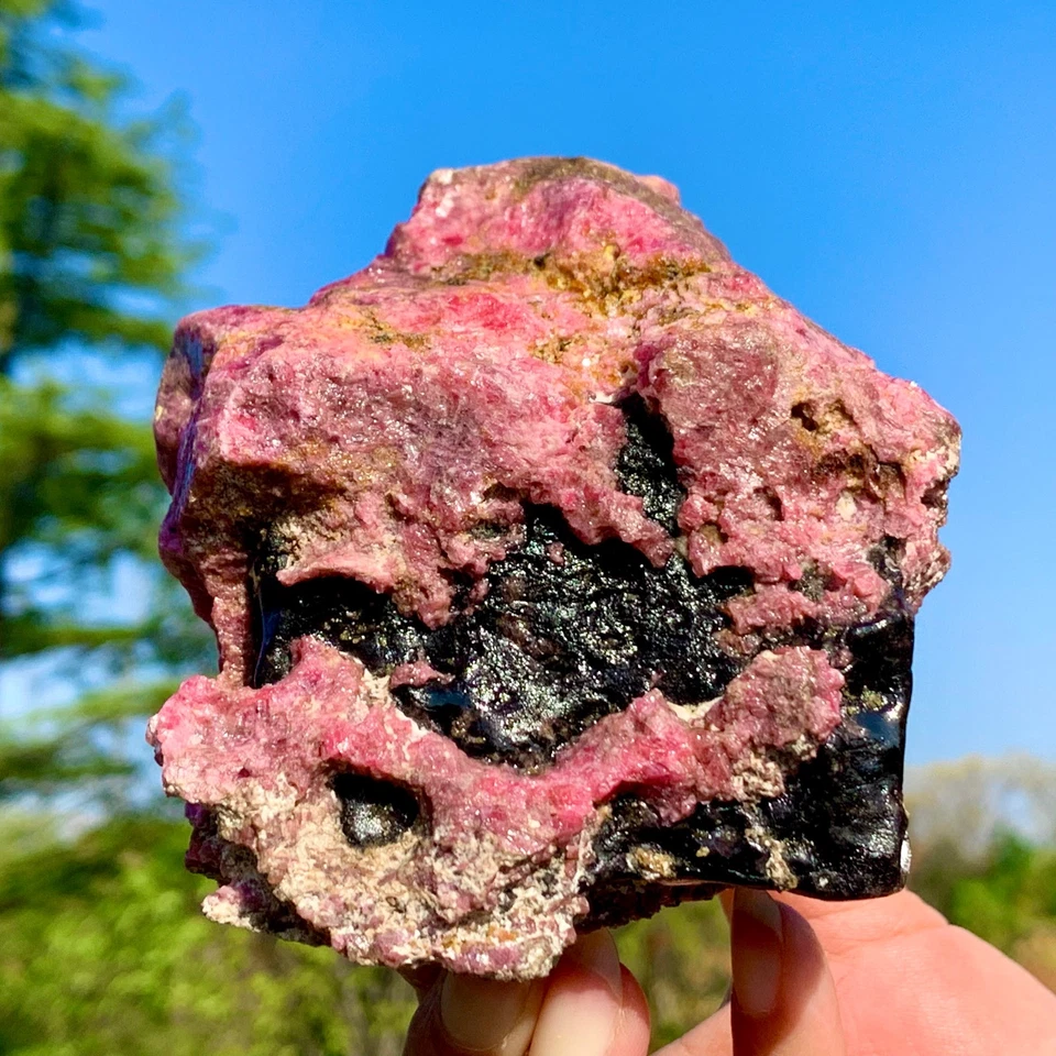2.28LB Amazing Nature Pink Rhodonite Raw Crystal Mineral Specimen Reiki Healing - Image 2 of 4