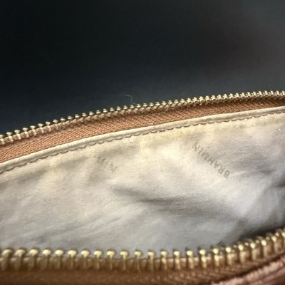 BRAHMIN Melbourne Manhattan Pecan Croc Embossed Leather Turnlock