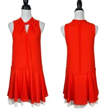 Cynthia 2 Steffe Estella Red Orange Twist Neck Sleeveless Drop Waist Shift Dress