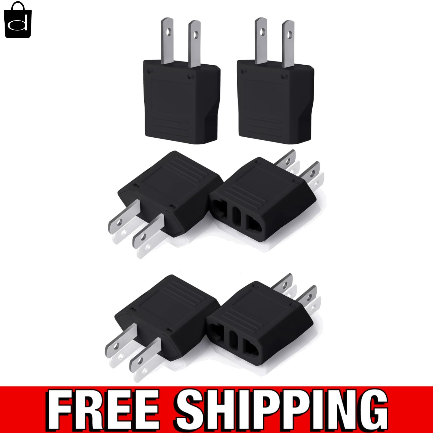 6 Pack European to US Plug Adapter Converter European to American Outlet Plug