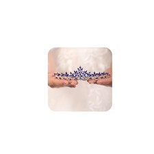 JWICOS Rhinestones Crystal Leaves Tiara and Crown Bridal Headband Navy Blue