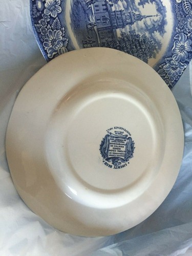 2- Staffordshire Liberty Blue 10" Dinner Serving Plate Independence Hall England - Picture 4 of 5