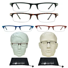 Thin Pocket Reading Glasses Full Lens Readers Light Weight Half Rim Red Blue