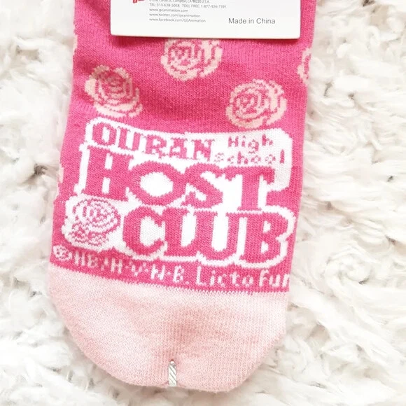 Nuevo con etiquetas Calcetines Ouran High School Host Club Logo No-Show Rosa 1 Par Foto 3 de 3