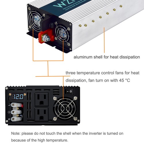 4000W DC to AC Power Converter 12V 240V Pure Sine Wave Inverter Motor Truck Home - Picture 4 of 7