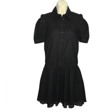 Laundry Black Eyelet Short Sleeve Mini Dress Sz 4