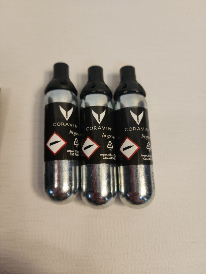 Set of 3 Coravin Pure Capsules Argon Gas Cartridges for Wine Bottles 6