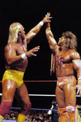 Wrestler HULK HOGAN vs ULTIMATE WARRIOR Sketch Wrestlemania 4x6 Photo