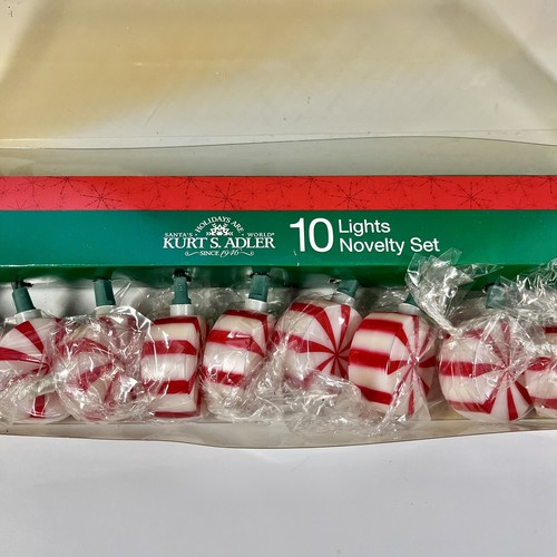 Kurt Adler Christmas Peppermint Candy 10 Light String Set New w/out Tags
