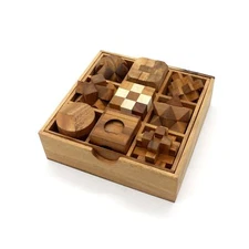 BSIRI 9 Puzzles in a Box - Wooden Brain Teaser Puzzles, 3D Puzzles for Adults...