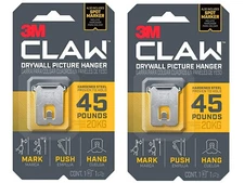 3M CLAW Strong Durable Drywall Picture Hanger Strength up to 45 Pounds Pack of 2