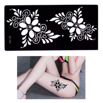 JUSTFOX Henna Tattoo Schablone Airbrush Stencil Blume Kina Dövme