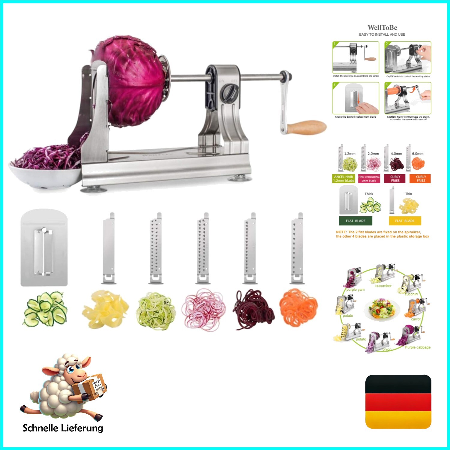 Kompakter und effizienter Spiralschneider - Edelstahl mit lebenslanger Garantie