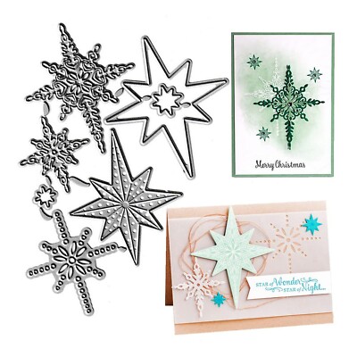 7pcs Anise Stars Cutting Dies, Stars Die Cuts Metal Embossing Stencils Templa...