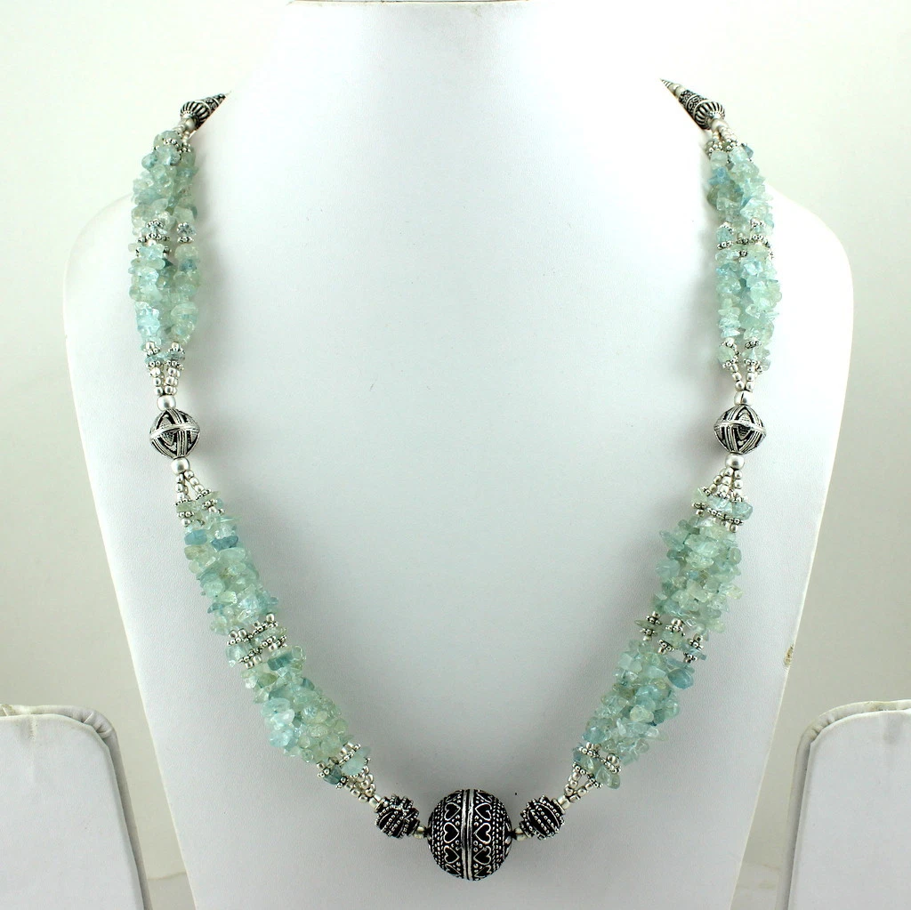 Ciondolo Con Pietra Preziosa Di Acquamarina Grezza In Argento 925 - Foto 10