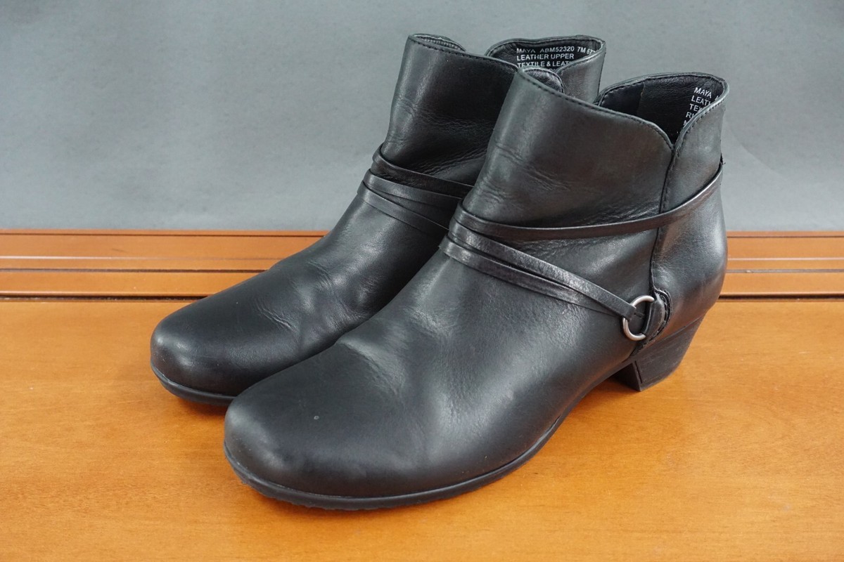 Abeo Maya Bio System Shoes Womens Black Leather Comfort Zip Up