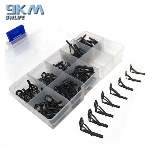 80Pcs Fishing Rod Parts Tip Tops Repair Guides Sea Fishing 8 Sizes with Box