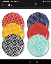 4 DOWAN 10" Ceramic Dinner Plates Porcelain Plate Set Serving Dishe...