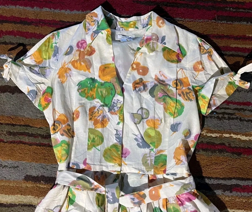 London Times Midi Shirt Dress Women’s Size 8 Floral Button Belted Collared - Image 3 of 4