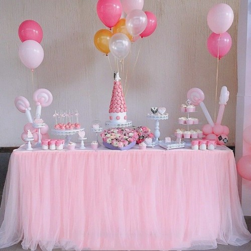 Tutu Tulle Table Skirt Tablecloth Wedding Birthday Party Baby Cute Romantic Deco - Picture 2 of 23