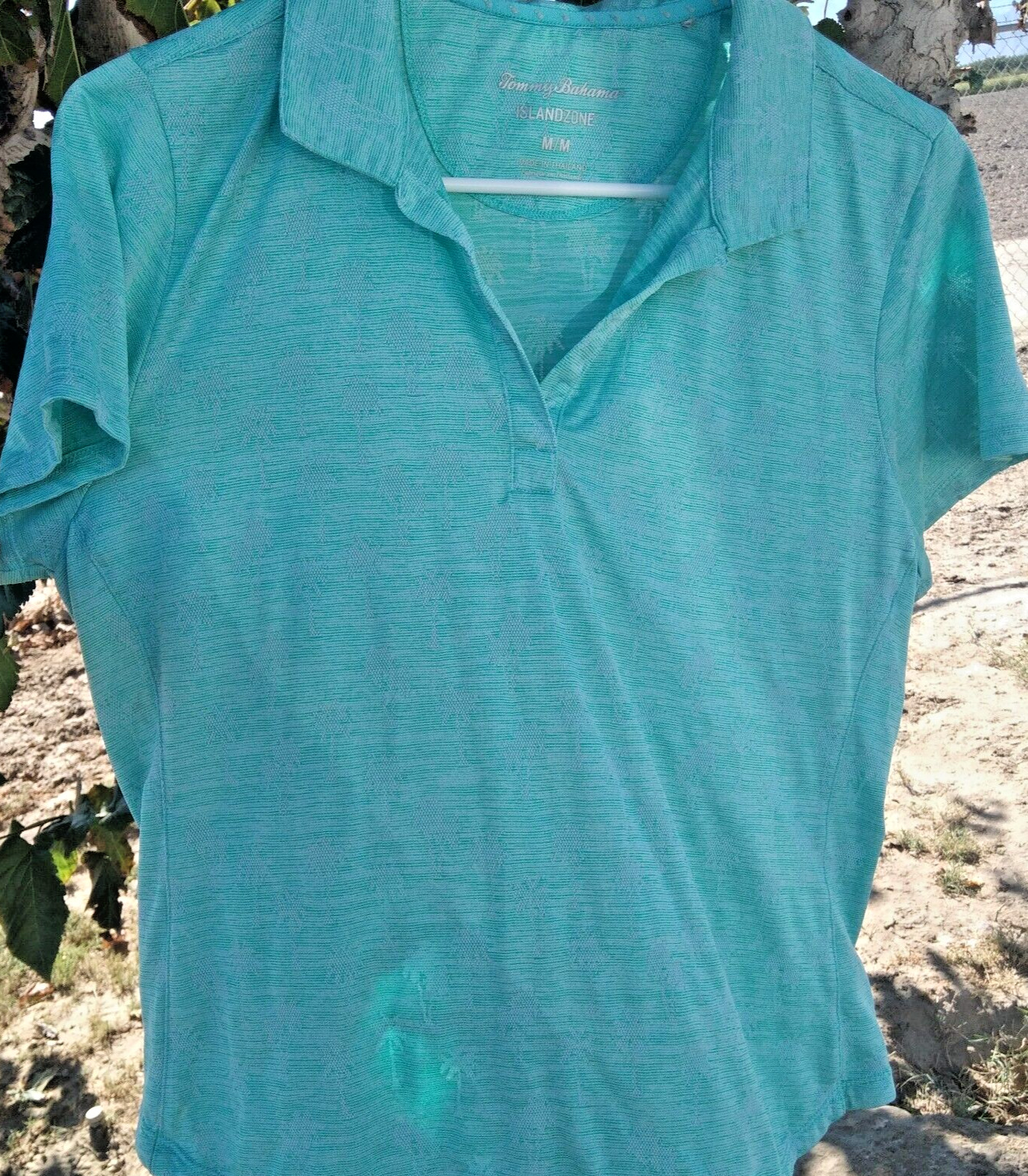 Tommy Bahama Womens Island Zone Short Sleeve Polo Med Shirt Turquoise