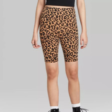 Wild Fable Women's High Rise Bike Shorts Leopard Print Size XS NWOT