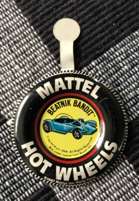 1967 Rare Mattel Hot Wheels Redline BEATNIK BANDIT Pin Button Badge