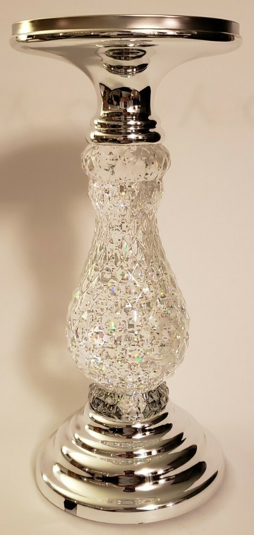 BATH & BODY WORKS SILVER LED SWIRLING GLITTER PEDESTAL 3-WICK CANDLE ...