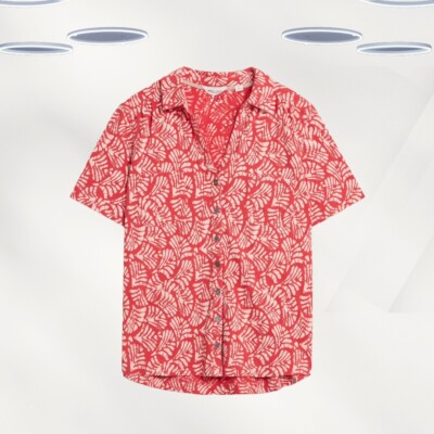 Ex White Stuff Damen Kurzarm Jersey Shirt mit Tasche in Rot (Defekt)