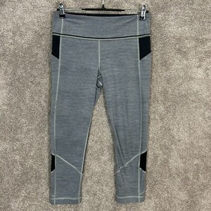 Lululemon Pace Rival Crop Leggings Womens 8 Gray Black Yoga Pants Measures 29x23