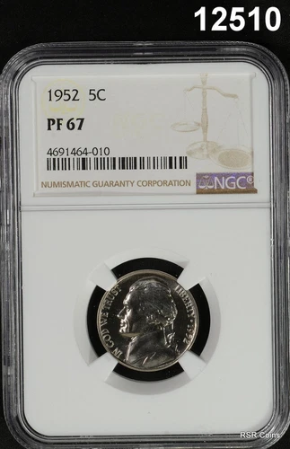 1952 JEFFERSON NICKEL NGC CERTIFIED PF67 FLASHY PROOF! #12510