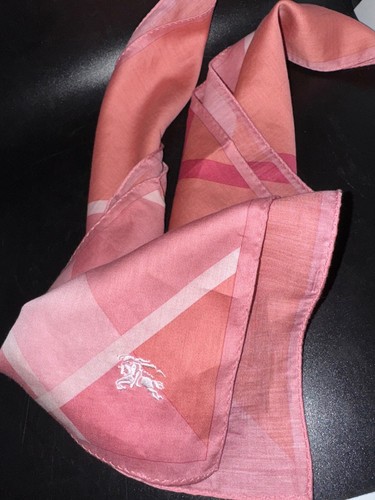 Burberry Pink Women’s Handkerchief Logo Cotton Scarf 19” x19" - Picture 10 of 10