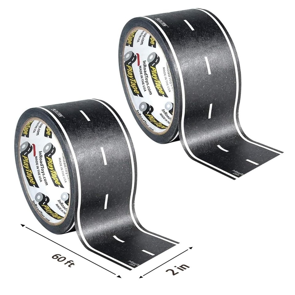 InRoad Toys PlayTape Road Tape for Toy Cars Sticks to Flat Surfaces