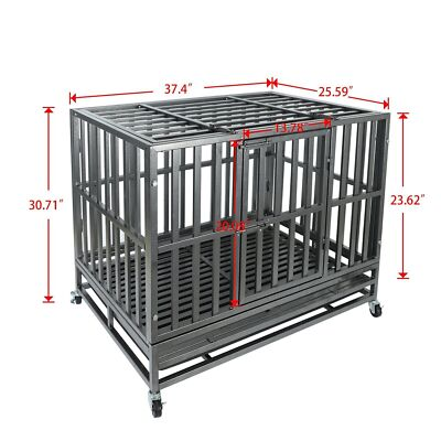 #ad #ad 37quot; x 25.5quot; x 30.7quot; Heavy Duty Indestructible Dog Crate Cage Kennel with Wheels $149.53