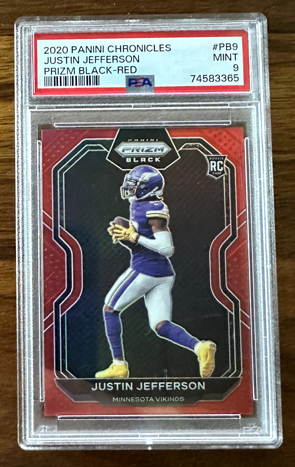 2020 Panini Chronicles - Prizm Black Justin Jefferson #PB-9 Red /99 (RC) PSA 9