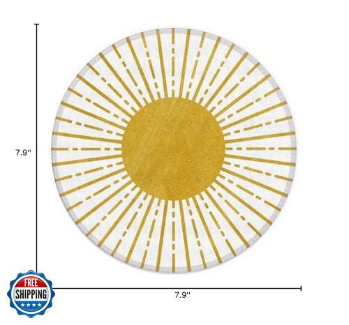 QIYUHOY Boho Yellow Round Mouse Pad,Sun Sunset Sunshine Small Mousepad,Non-Sl - Picture 4 of 4