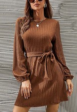 Textured Knit Bishop Sleeve Dress