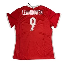 Robert Lewandowski, Nike POLAND MEN'S JERSEY, soccer jersey with #9, SIZE LARGE