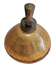 Vintage Gold Crackle Glass Perfume Bottle, Atomizer Type