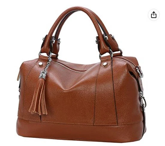 Women's Genuine Leather Top Handle Purse with Shoulder Strap