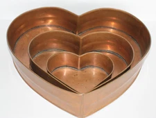 3 Michael Bonne Copper Heart Pans Signed Once You've Found A Goodly Heart 2000