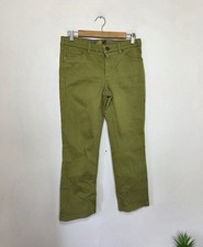 WHITE STUFF Size 10 Green Denim Cropped Trousers Jeans Zip Up Bright Quirky