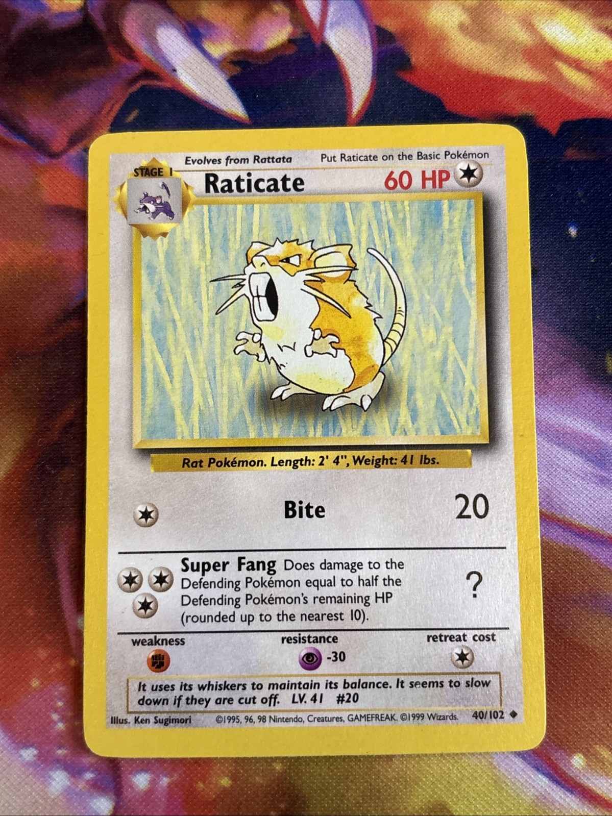 Raticate 40/102 Uncommon Base Set Pokemon Moderately Played