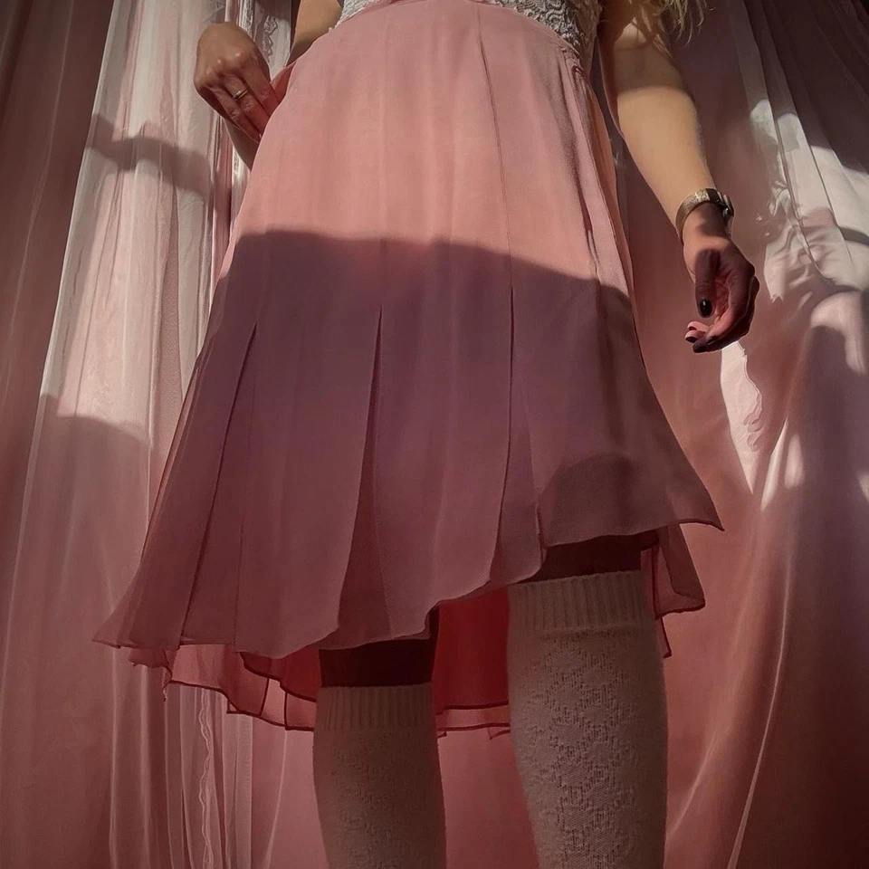 Falda vintage de seda rosa  Foto 4 de 4