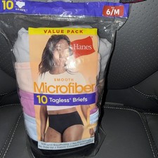 Hanes 10 Pack Briefs Underwear Women's Microfiber Cool Comfort Pantytagfree 6M