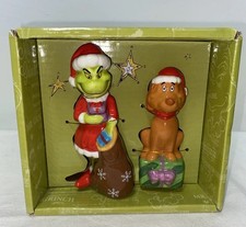 Dr. Suess The Grinch And Max Ceramic Salt and Pepper Shakers Christmas Decor