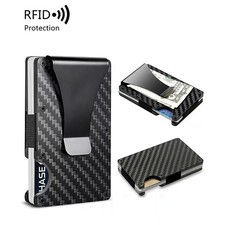 SD Men's RFID Blocking Slim Wallet Carbon Fiber Money Clip  Card Holder b0