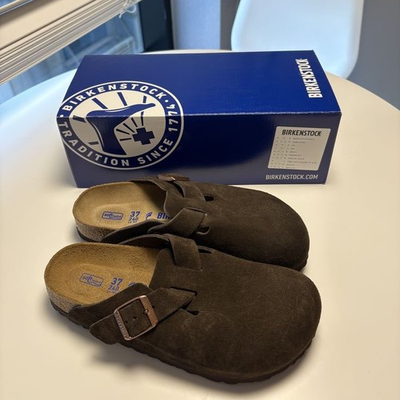 #ad Birkenstock Boston Clog Suede Soft Footbed Slippers in Mocha Select size New $72.00