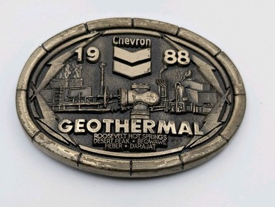 Vintage 1988 Chevron Geothermal Brass Belt Buckle ADM Ltd Ed #894 Energy Oil