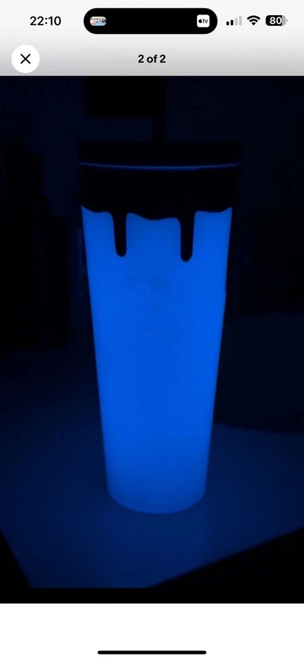 Copo tumbler Starbucks Halloween 2025 roxo gotejamento brilho no escuro slime novas etiquetas - Imagem 2 de 3